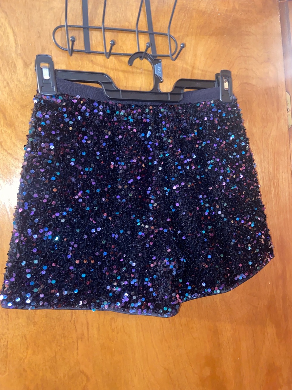 Black Iridescent Sequin Shorts